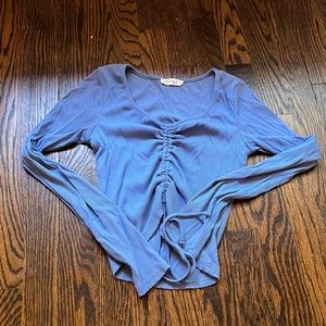 Blue long sleeve cropped shirt size small